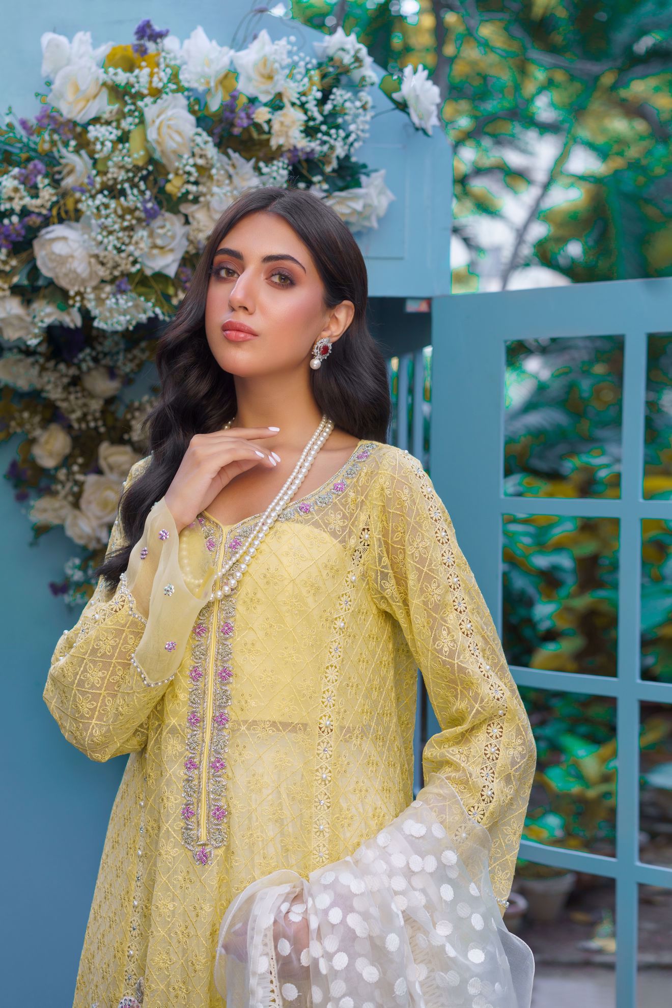 Picture of Liyana, Ice Yellow Chikankari Shirt