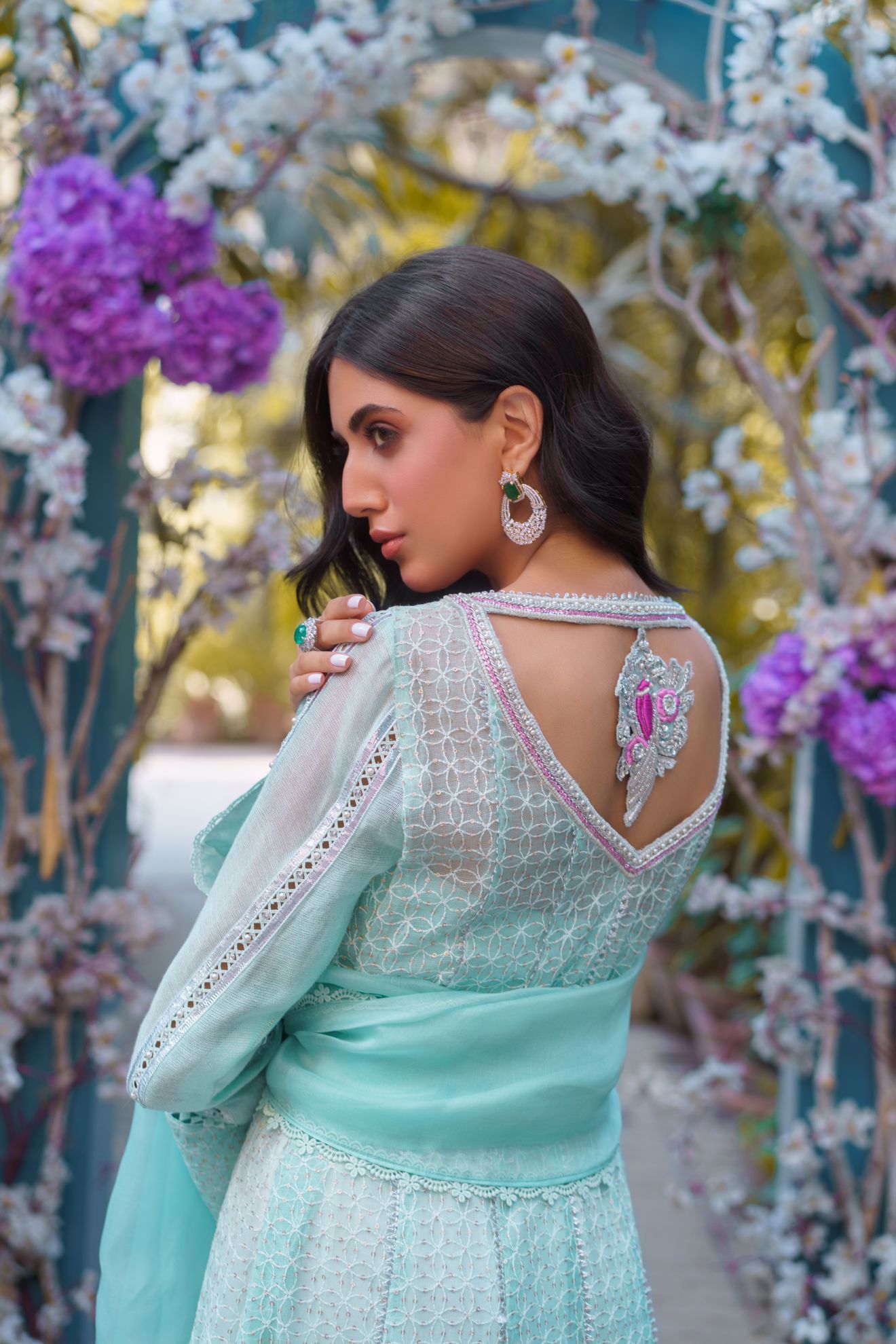 Picture of Amelia, Seafoam Pear Chikankari Angarkha