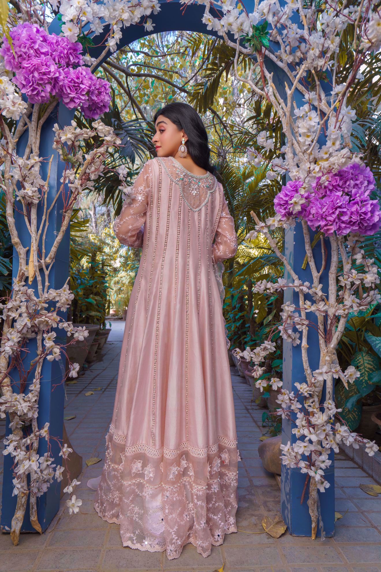 Picture of Aleyna, Kashmiri Pink Raw Silk Kalidaar